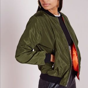 MissGuided Olive Green Padded Bomber Jacket